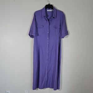 Serengeti SZ 16 Shirtdress Midi Purple Short Sleeve Coastal Preppy Modest